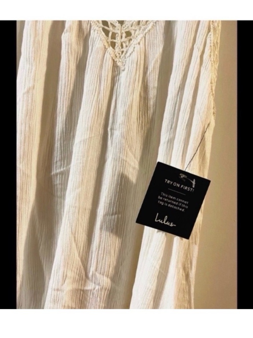 LULUS White Crochet Gauze Mini Dress Size Medium New! - Picture 6 of 9